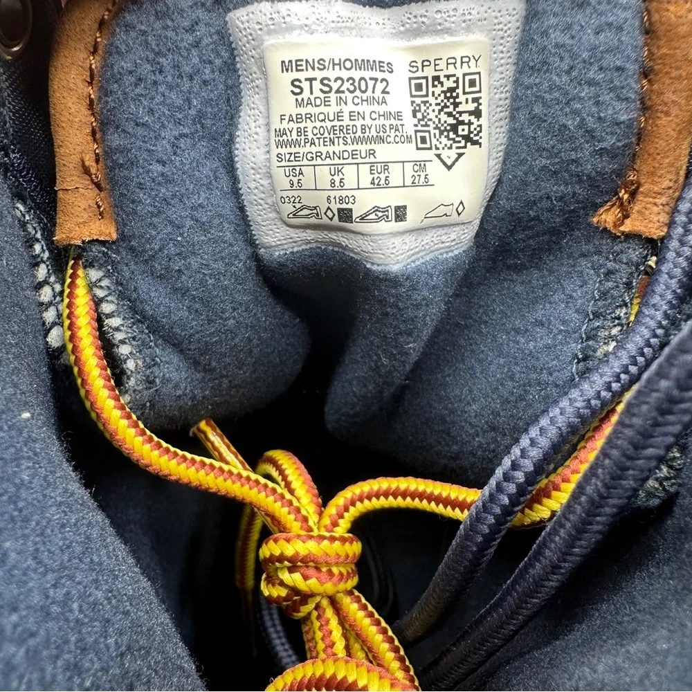 Sperry Saltwater Nylon Navy Duck Boots Mens Size 9.5 Blue Yellow